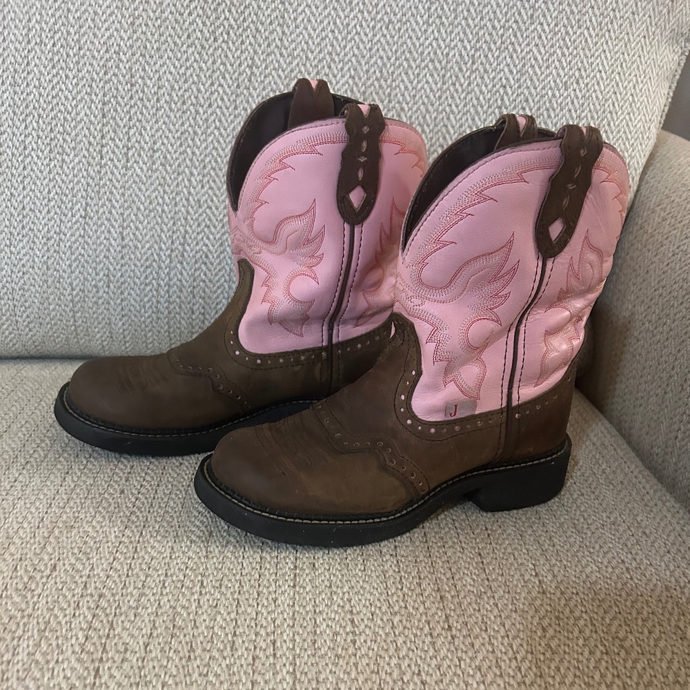 Justin Womens Pink Brown L9901 Gypsy Western Boots
